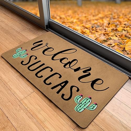 Miniatura 5 de Divertida alfombra de bienvenida para la entrada interior del porche delantero, alfombras pequeñas, bonito cactus de bienvenida personalizado,
