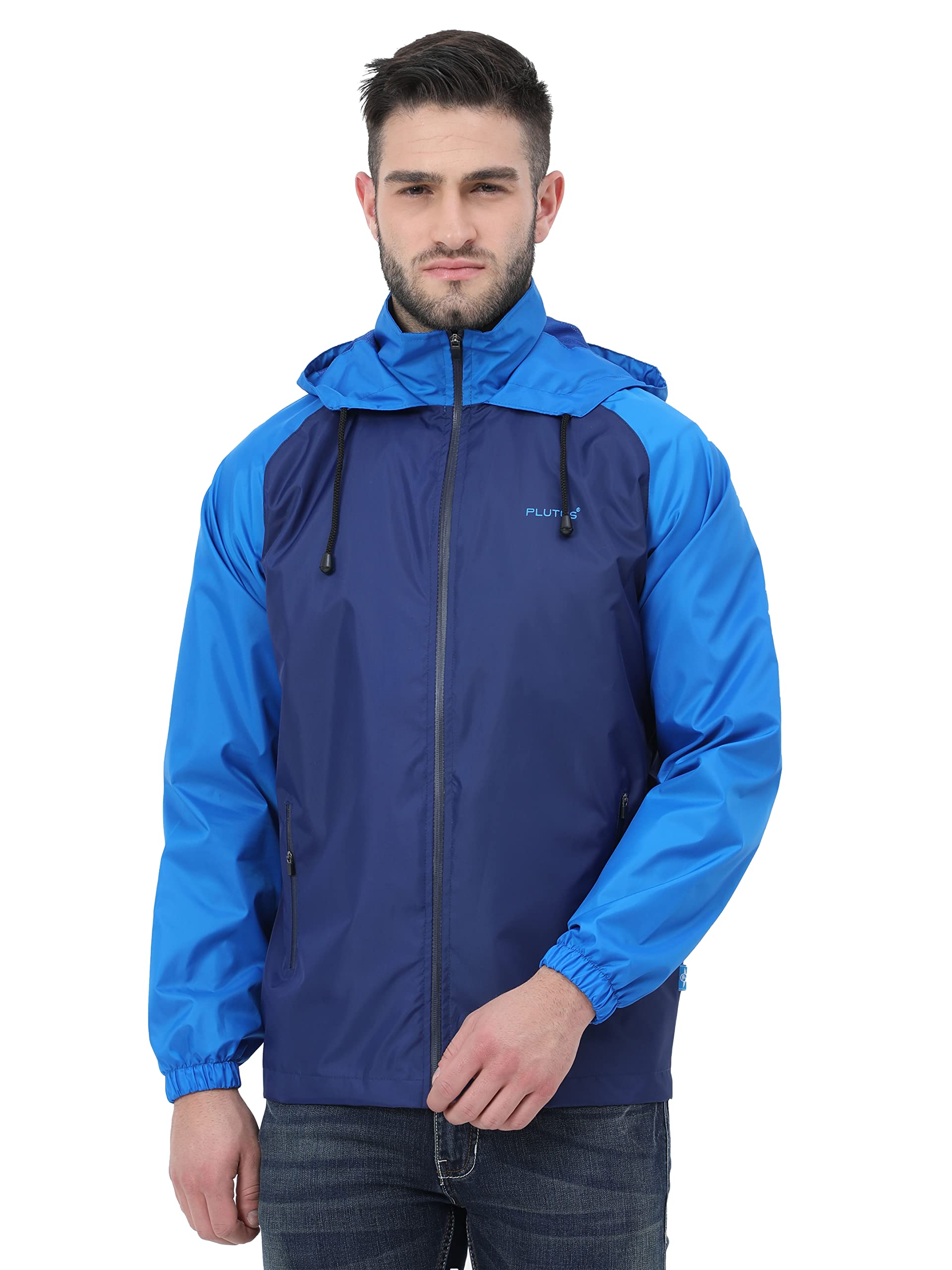 Plutus Men's Solid Regular Fit Hooded Neck Full Sleeve Two Pocket Zipper Casual Comfortable WindCheater