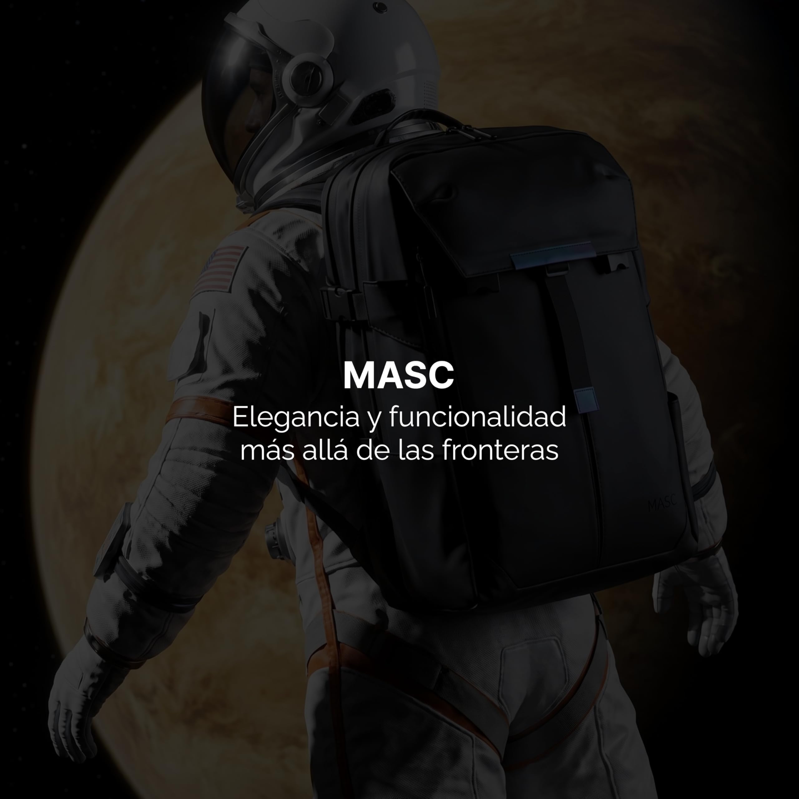MASC Mochila de Viaje Impermeable y Ergonómica con Múltiples Compartimentos, 27L, ideal como Mochila de Trabajo con espacio para un Portátil de 18 pulgadas, Elegante para la Oficina