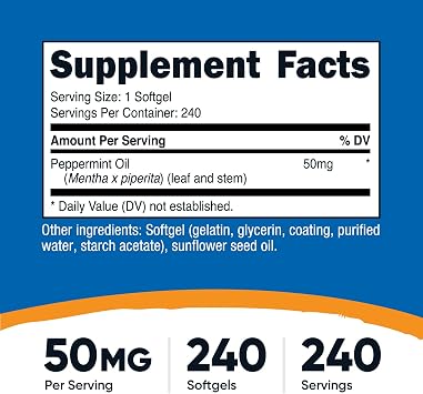 Nutricost Peppermint Oil Softgels (240 SFG) (50 MG) - Gluten Free, Third Party Tested and GMO Free