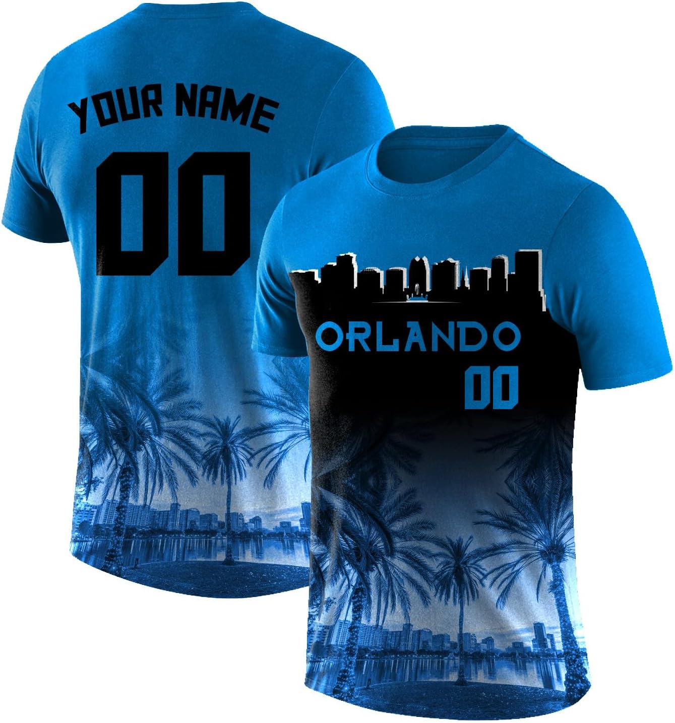 Custom Basketball T Shirt, City Skyline, Night Scene Short Sleeve, Personalized Name Number, Men Women Youth S-5XL