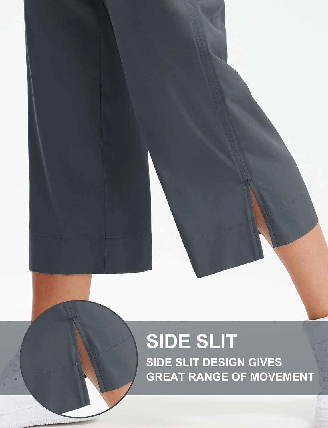 Libin Lightweight Wide Leg Capri Pants for Women High Waisted Quick Dry Casual Travel Pants Loose with Pockets Walking - Image 4