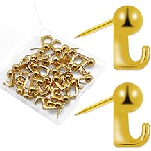 30 PCS Metal Push Pins Wall Tacks, Thumbtacks for Wall Hangings Decor, Heavy Duty Renter Friendly Decorative Picture Hangers, Small Hook Pins for Fabric Drywall Bulletin Cork Board Office Home