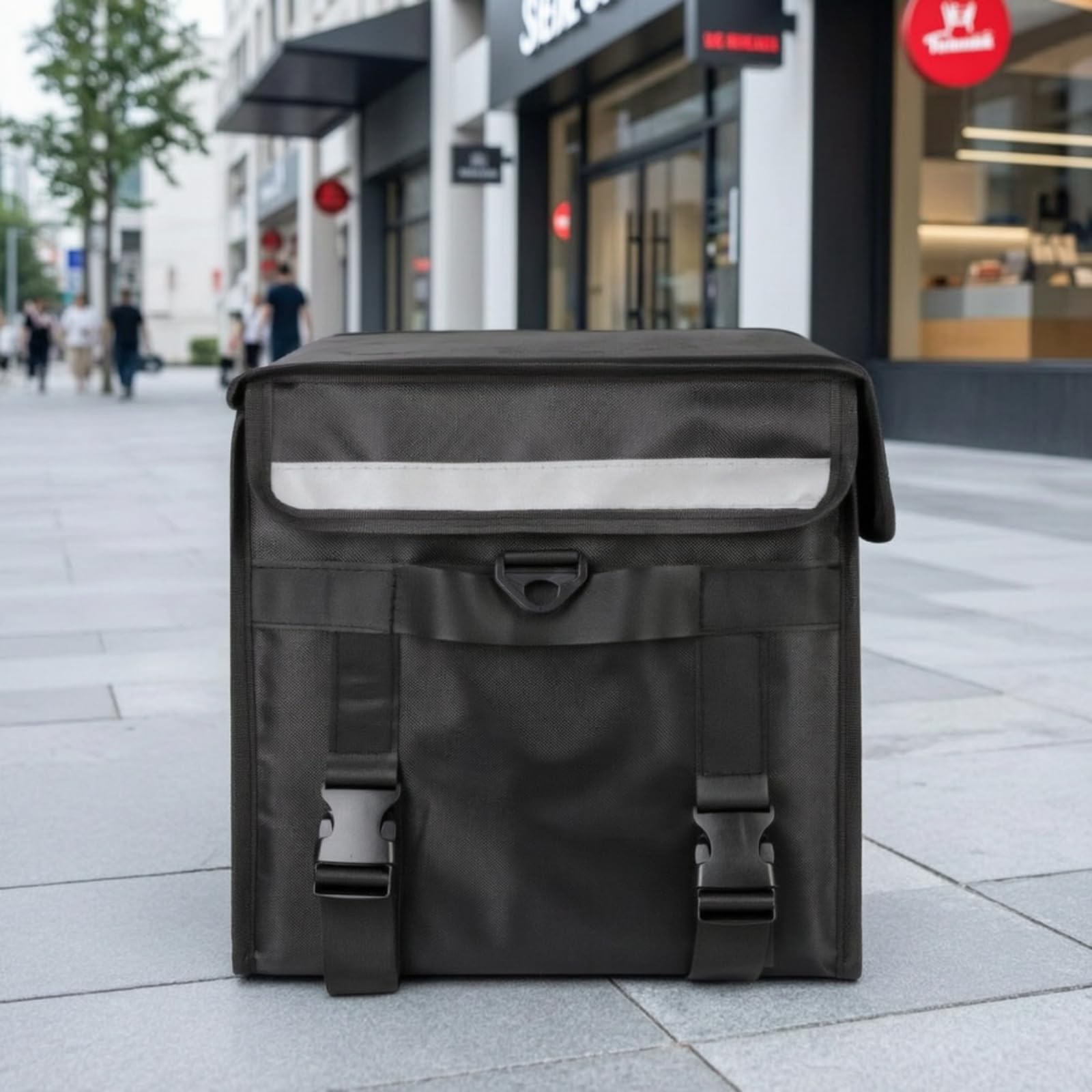 Caja Entrega Alimentos Rígida Mochila con Correas Reforzadas Reflectante Bolsa Térmica para Entregas en el Hogar, Transporte en Motocicleta, Negro, 45 Litros
