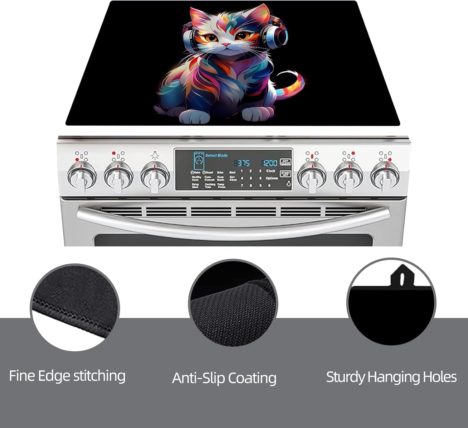 stove top cover 28inx 20inelectric Stove Top Cover Stove Heat Resistantglass Cover Expands Usable Space ﻿ (Music Cat)