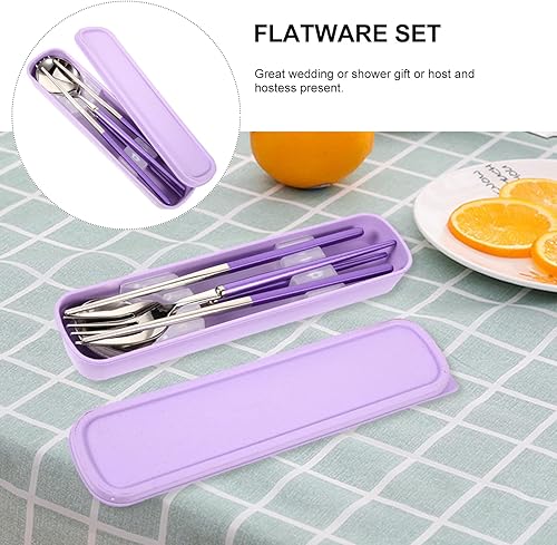 Miniatura 4 de Sosoport 304 palillos tenedor cubiertos de viaje camping cubiertos de acero inoxidable cubiertos de viaje camping cubiertos cubiertos cubiertos de