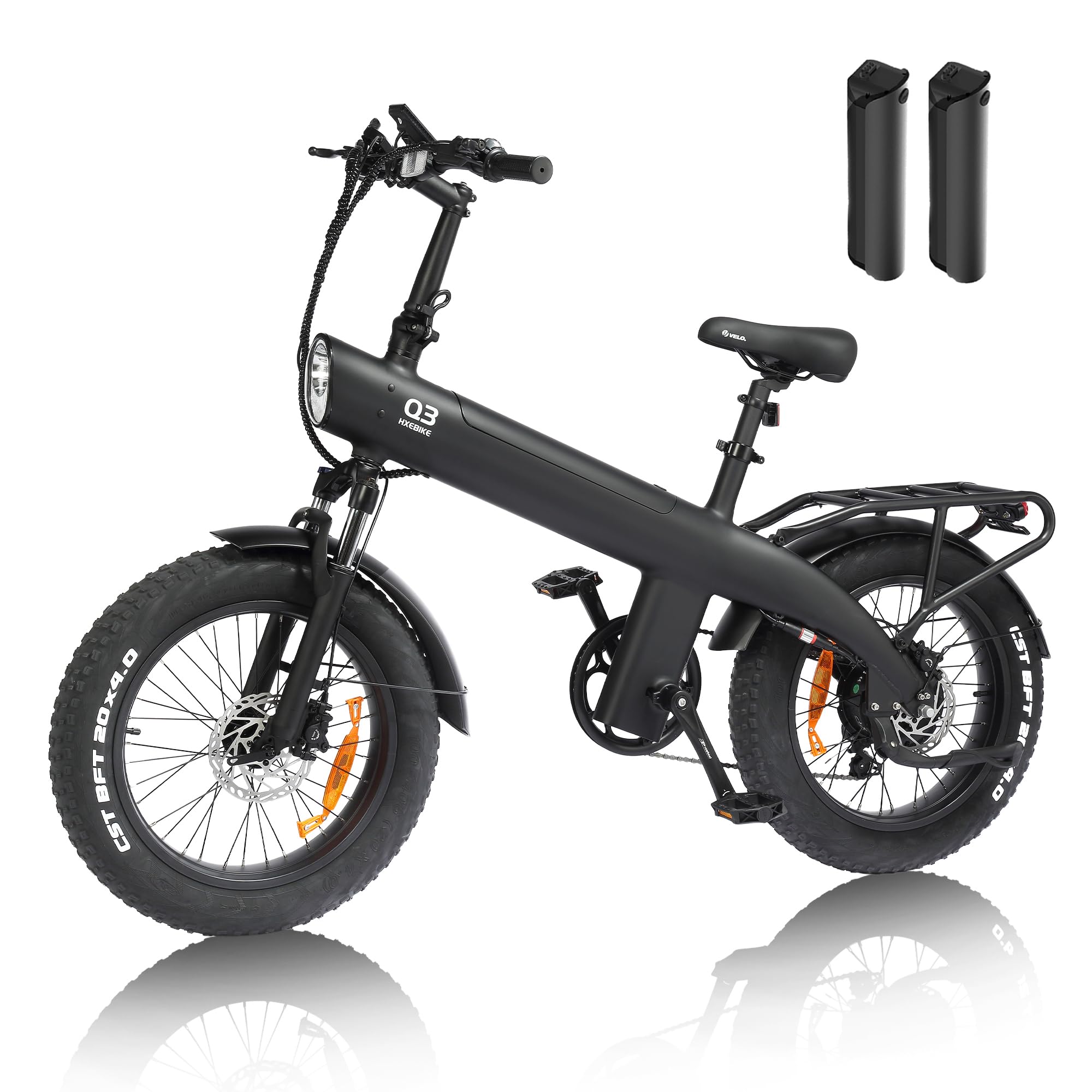 HX Q3 Vélo Électrique Adulte,Fat Bike Electrique 20" x 4.0,Cadre Inspiré du Dauphin,Vélo Électrique Tout-Terrain avec Porte-Bagages,Autonomie 80-120 km 25 km/h – S’adapte à Votre Mode de Vie