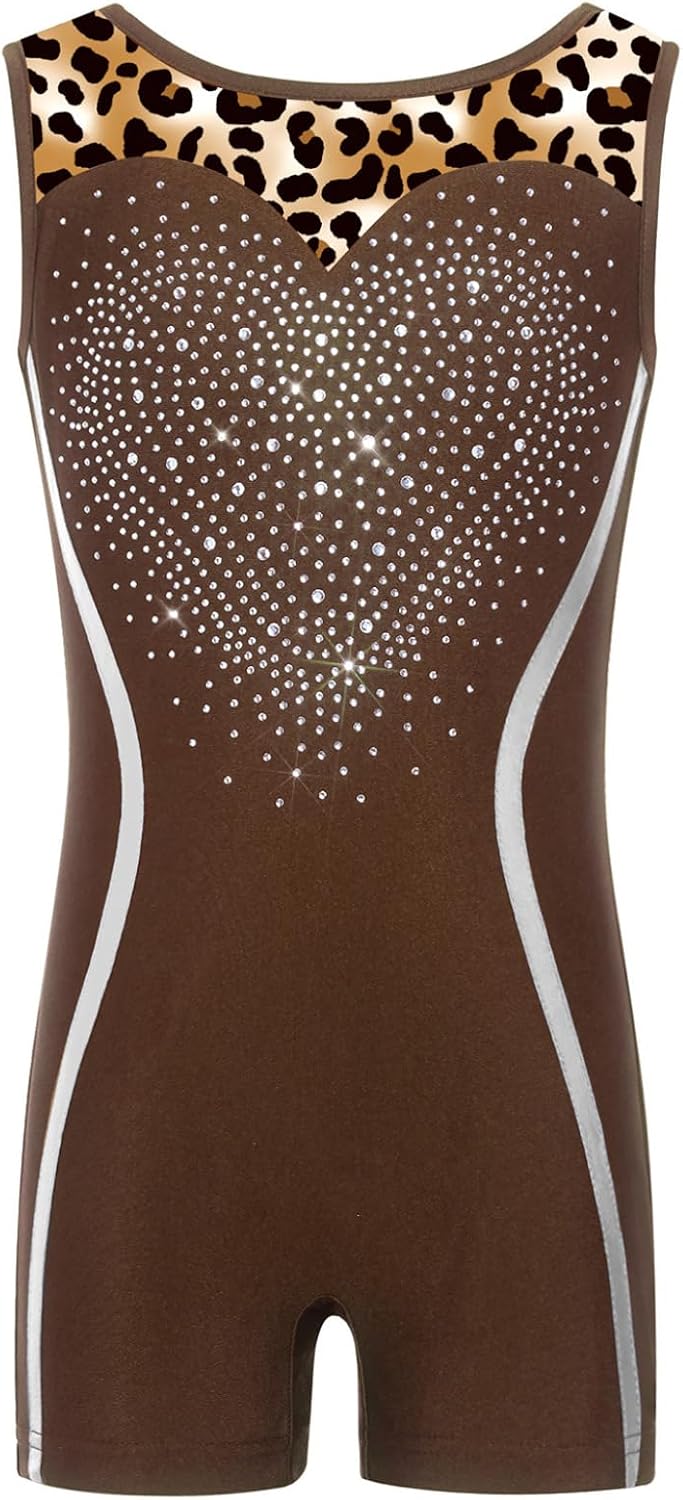 Shinsto Gymnastic Leotards for Girls Sleeveless Printed Ballet Dance Leotard Biketards Unitard