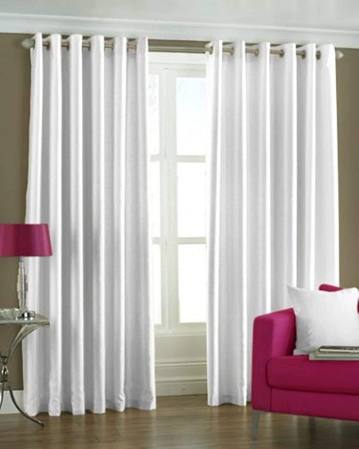 Buy Kiara Creations 2 Piece Plain Solid Curtains for Window 5 Feet