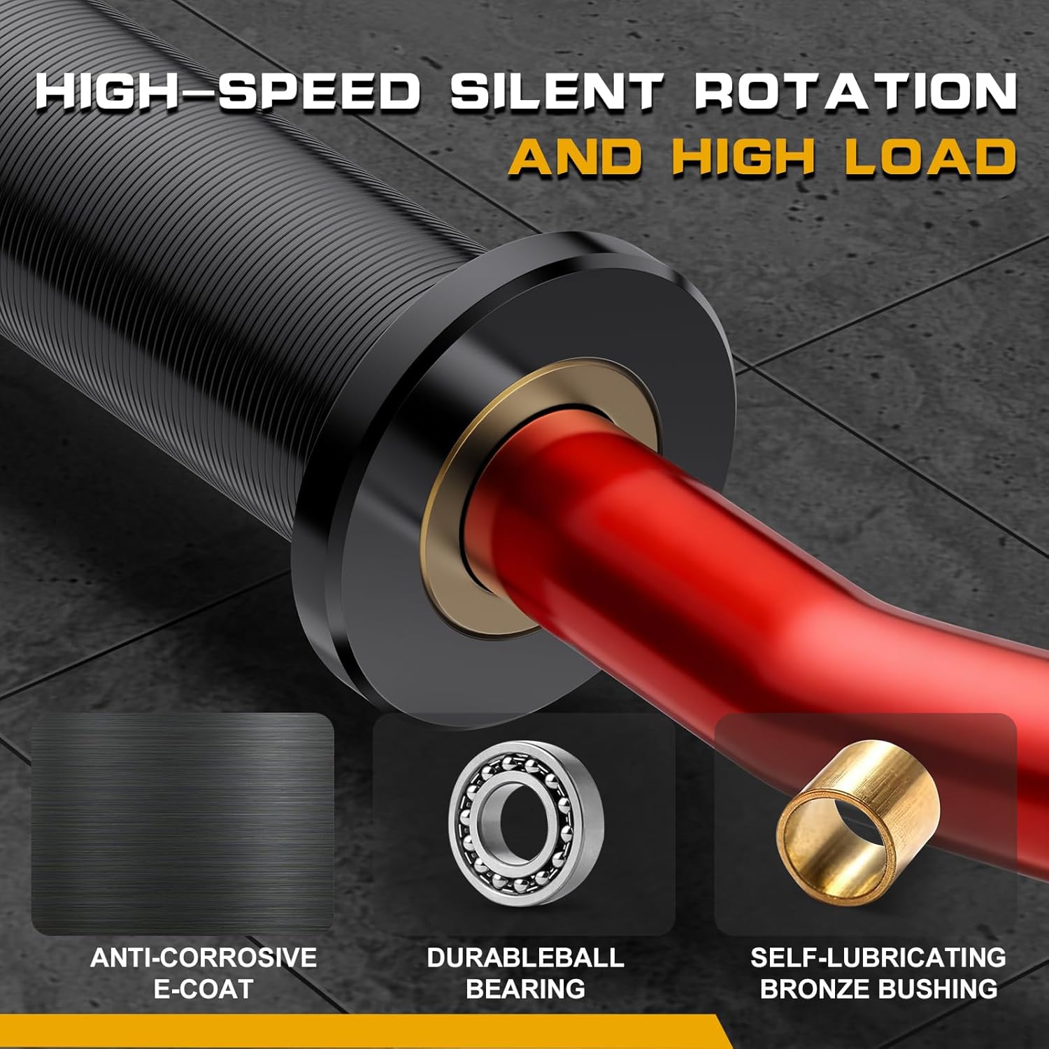 Olympic EZ Curl Barbell Bar 47",Mute Bearings - 2" Curl Bar for Weight Lifting, Hip Thrusts,Biceps,Squat-Home Gym Weight Bar-Chrome Curling Strength Training, 2Pcs Collars(800lbs Weight Capacity)