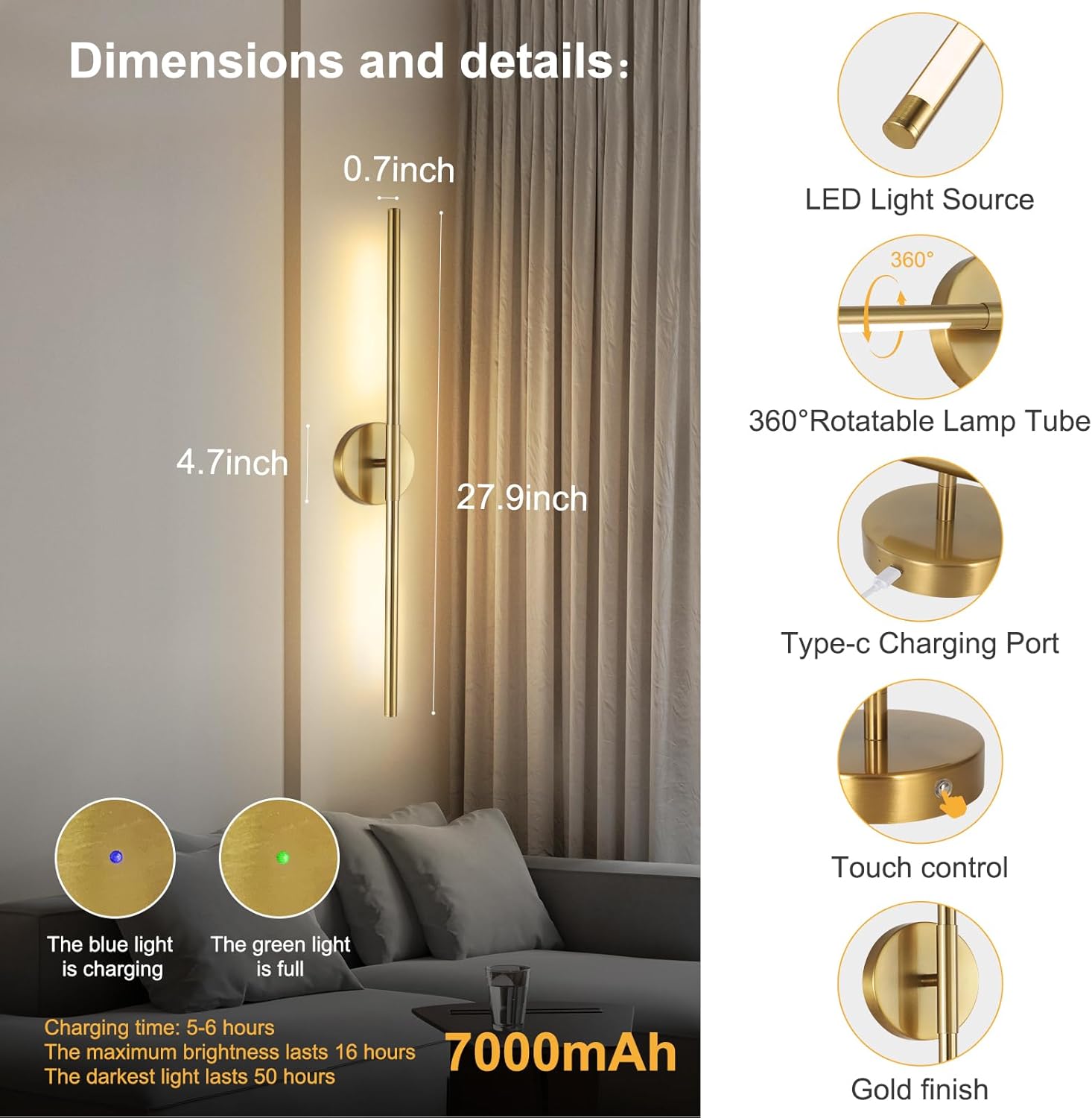 Illuminate Your Space: Review of Gold Wireless Wall Sconces with Remote