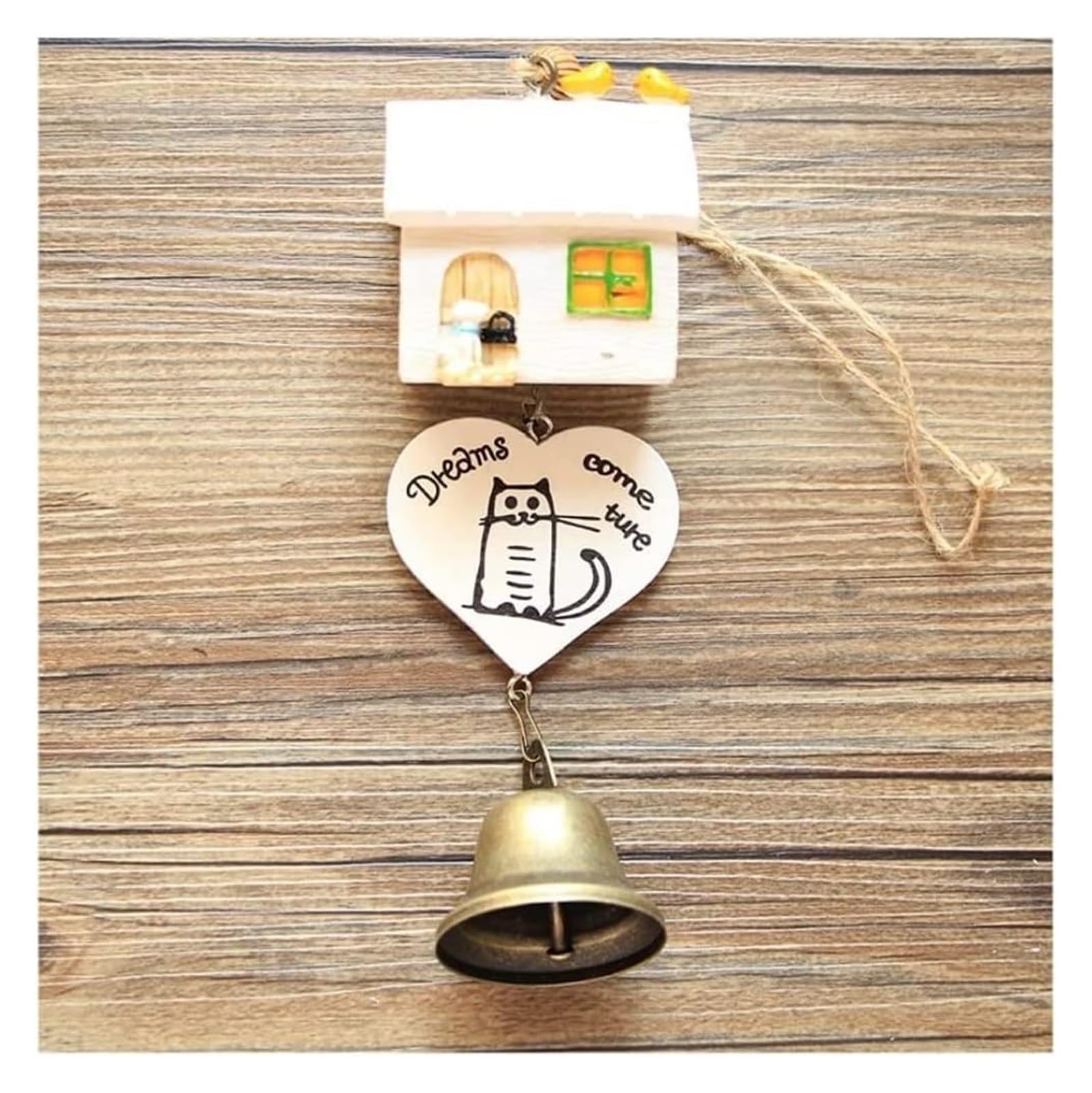 Wind Chime Cute Cat Small House Resin Bells Vintage Outdoor Hanging Memorial Home Ornament