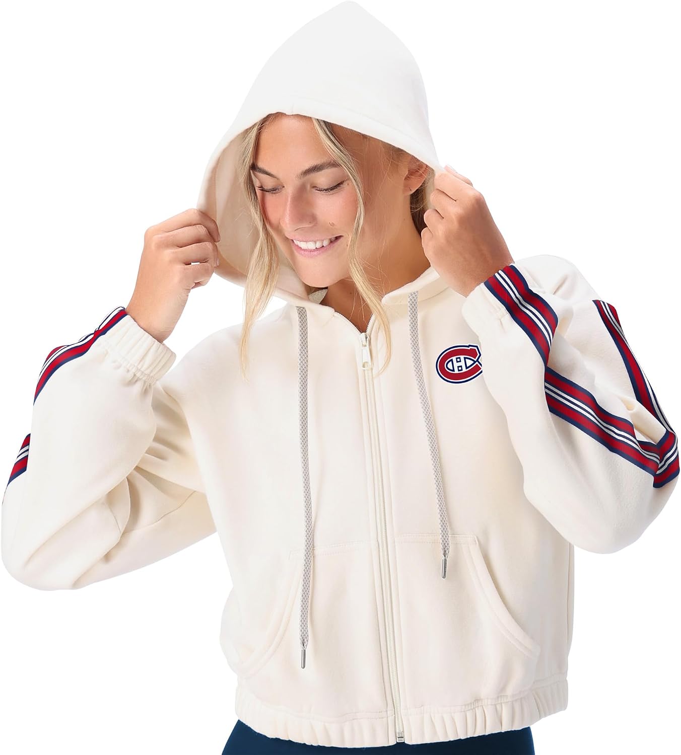 CERTO NHL Women's Fleece Zip-Up Hoodie Jacket, Soft Full-Zip Sweatshirt, Warm Athletic Outerwear, Licensed College Apparel