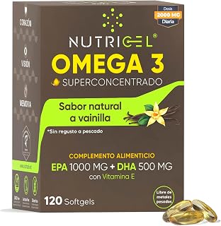 Omega 3 Capsulas 2000mg EPA 1000mg DHA 500mg Blíster Vainilla 120 cap | Omega 3 2000 mg · 1000 EPA + 500 DHA · sabor vainilla sin regusto · blíster pr