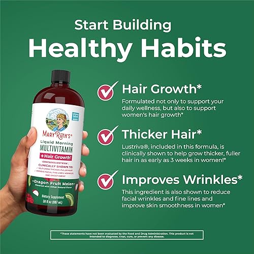 Miniatura 5 de MaryRuth's Multivitamina Líquida+Crecimiento del Cabello  Clínicamente probada para cabello más espeso y arrugas faciales en mujeres  Biotina