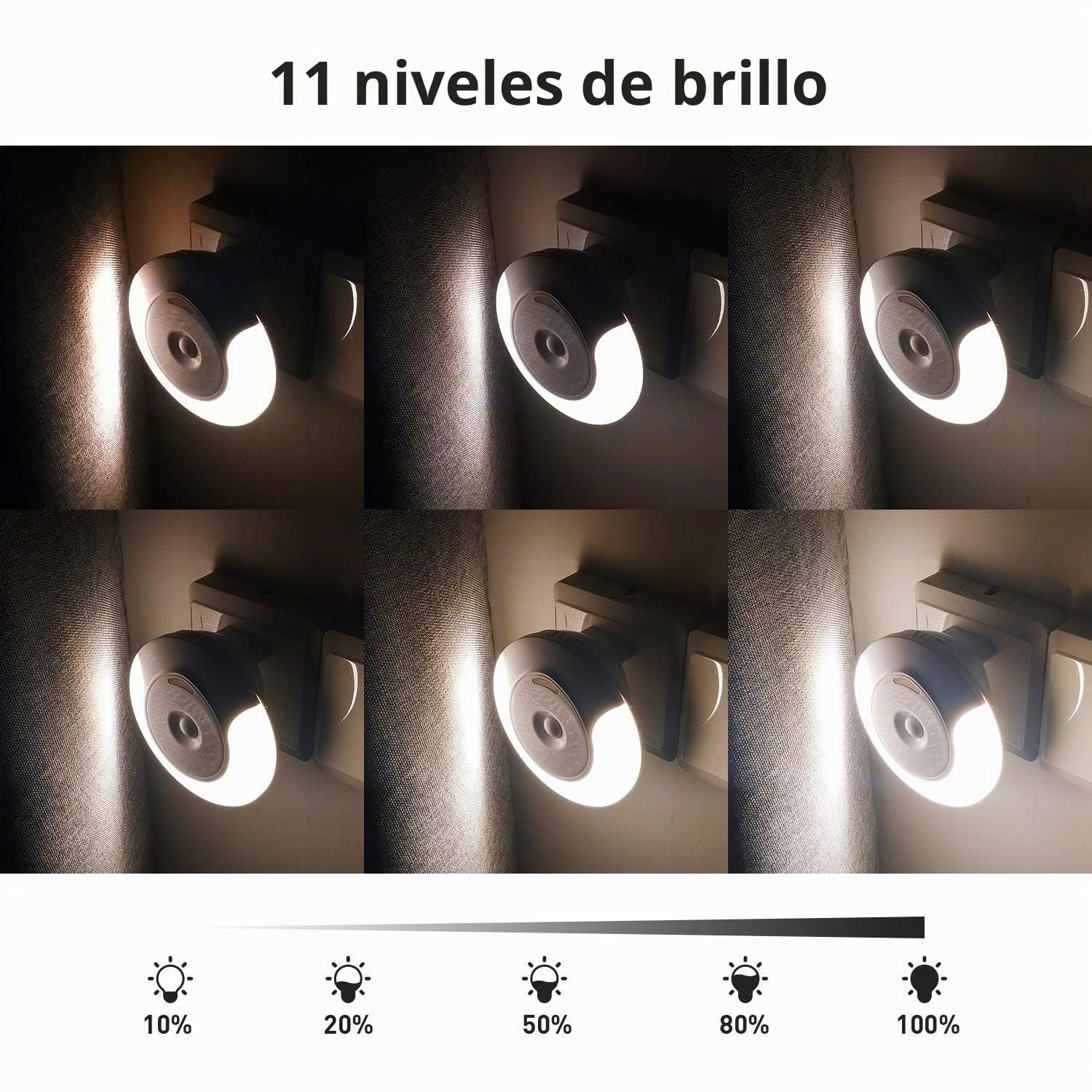 Luz Nocturna Lámpara de Noche con Enchufe para Niños con 11 Niveles de Brillo Mando a Distancia Función de Memoria Bajo Consumo