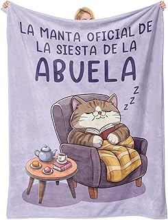 Einanmut Regalo Abuela, Regalo Abuela Cumpleaños - Manta Abuela Estampada con Gatitos 157 * 130cm, Regalo Original de Cump...