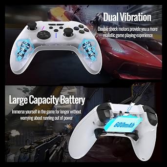 BETMI for Xbox Controller Wireless with 2.4GHz Adapter/Hall Effect Triggers & Joysticks/Turbo/Macro/Mapping/Dual Vibration/RGB Light, Gamepad Compatible with Xbox One, Xbox Series X/S, PC (White)