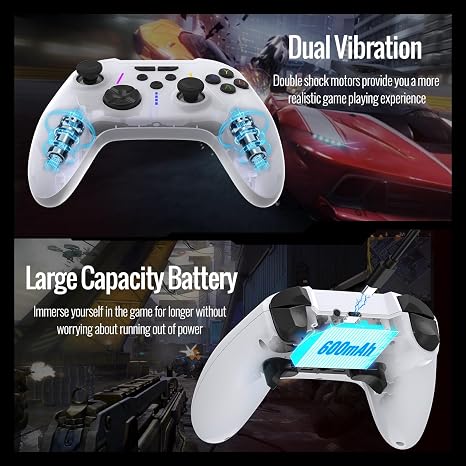 BETMI for Xbox Controller Wireless with 2.4GHz Adapter/Hall Effect Triggers & Joysticks/Turbo/Macro/Mapping/Dual Vibration/RGB Light, Gamepad Compatible with Xbox One, Xbox Series X/S, PC (White)