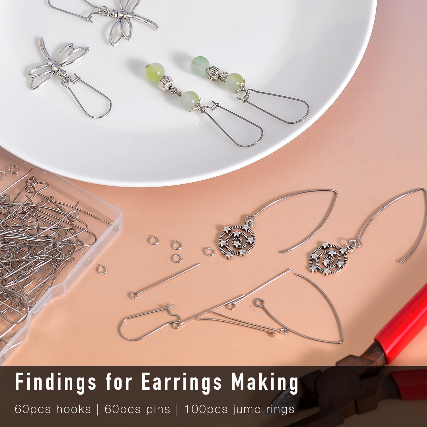 220PCs Hypoallergenic Earring Hooks & Pins (V&U Hook Silver) image 4