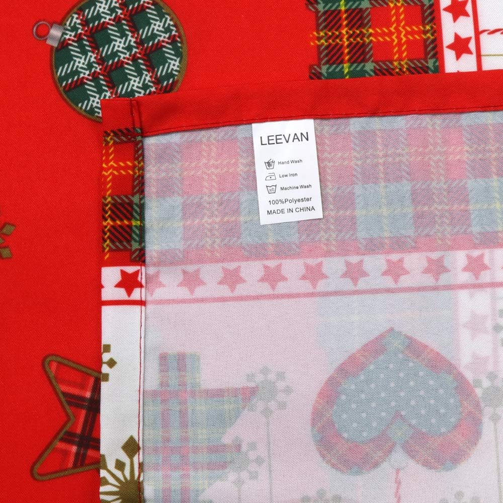LEEVAN Christmas Tablecloth Rectangle Waterproof Spillproof Stain Resistant Decorative Fabric Table Cover Washable Table Cloth for Dining Room Kitchen Party Holiday Decor (54"x54", Red)