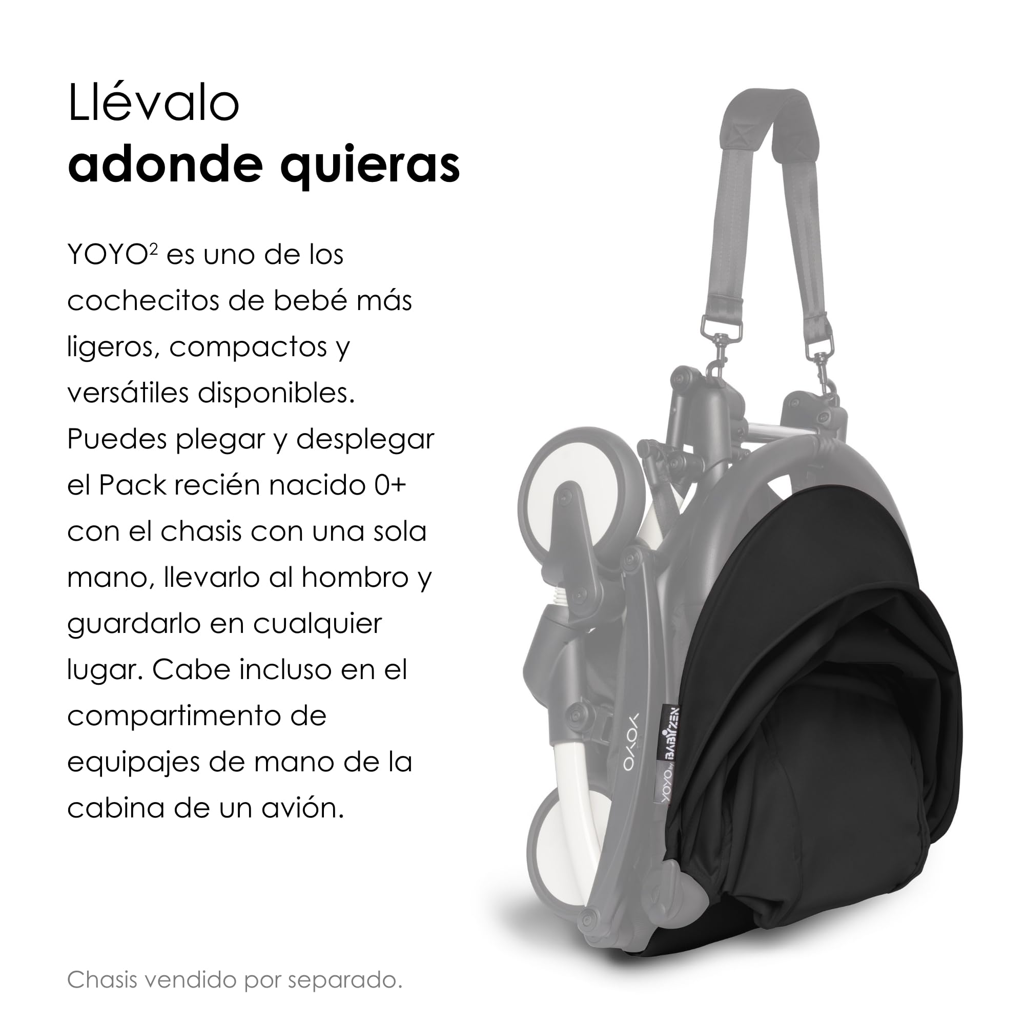 BABYZEN YOYO Pack 6+ Color, Negro - Solo Textiles: Cojín del asiento, capota a juego y bolsillo trasero con cremallera - Requiere el Chasis YOYO2 (se vende por separado)