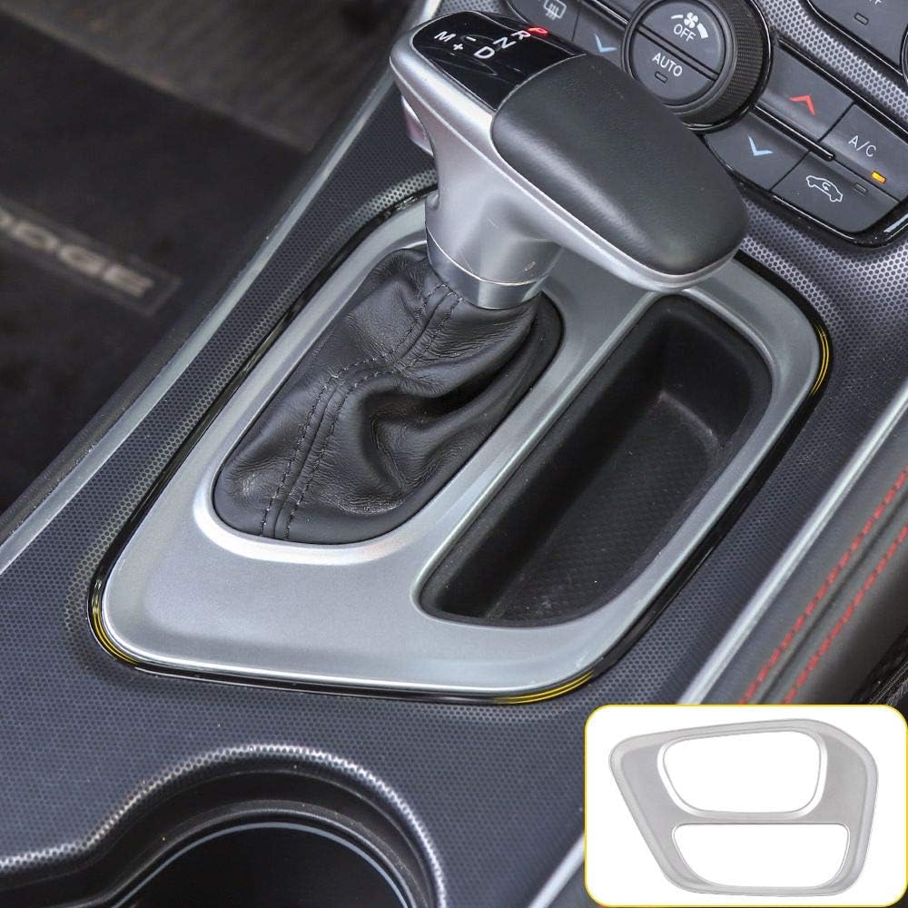 Voodonala for Challenger Gear Shift Panel Covers Decoration Trim Accessories for Dodge Challenger 2015 up (Silver)