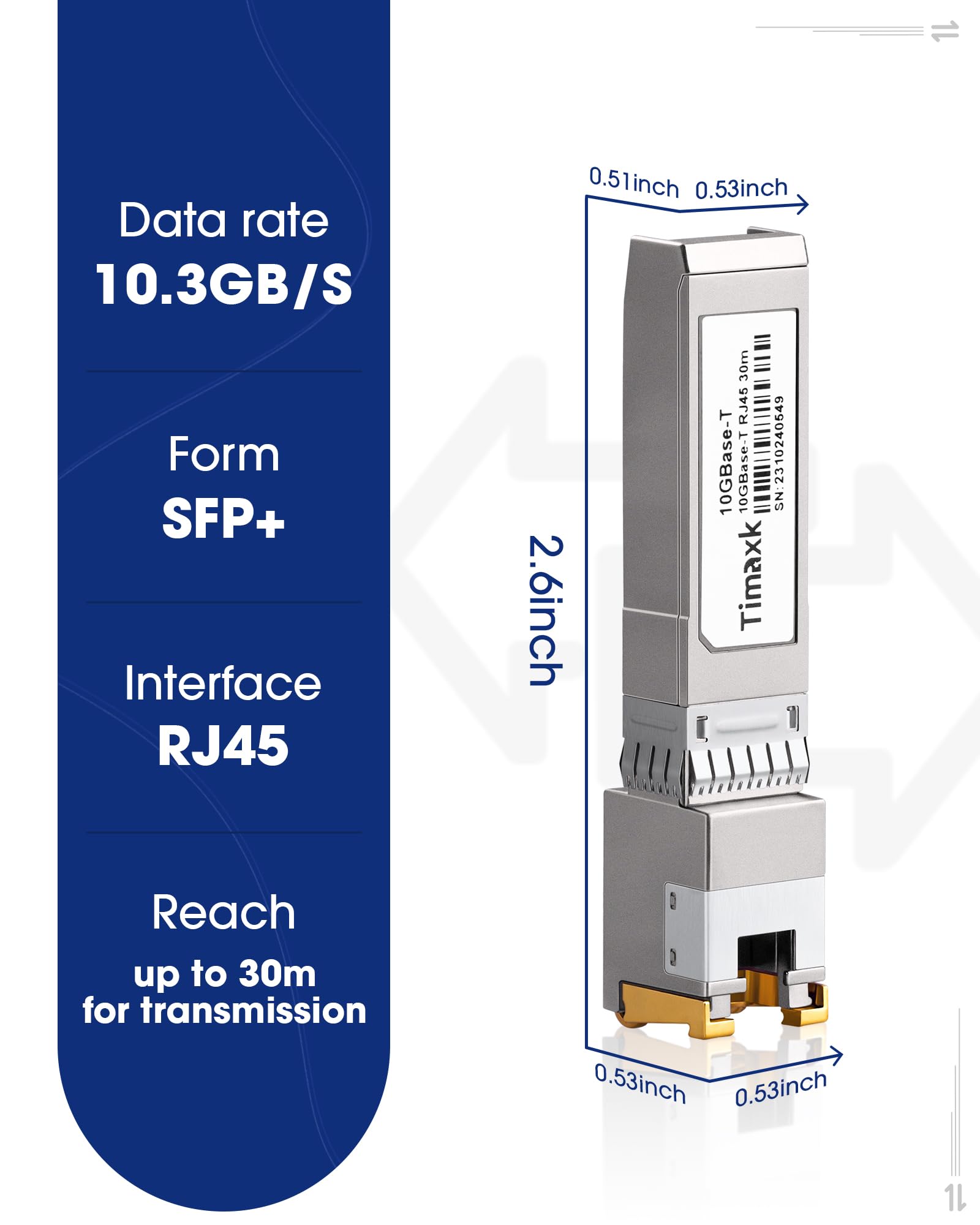 Timaxk 4Pack 10GBase-T SFP+ to RJ-45 Transceiver, 10Gbe SFP+ Copper Ethernet Module, up to 30 Meters, Compatible with Cisco, Ubiquiti, Mikrotik, D-Link, Netgear, Qnap, Linksys and More