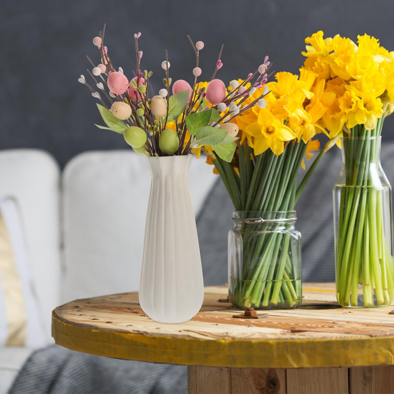 PRETYZOOM 4pcs Egg Berry Cuttings Easter Arrangements Eggs Twig Picks Wreath Making Stems Light House Decorations for Home Egg Branches Egg Stem Party Supplies Iron Wire Western Style