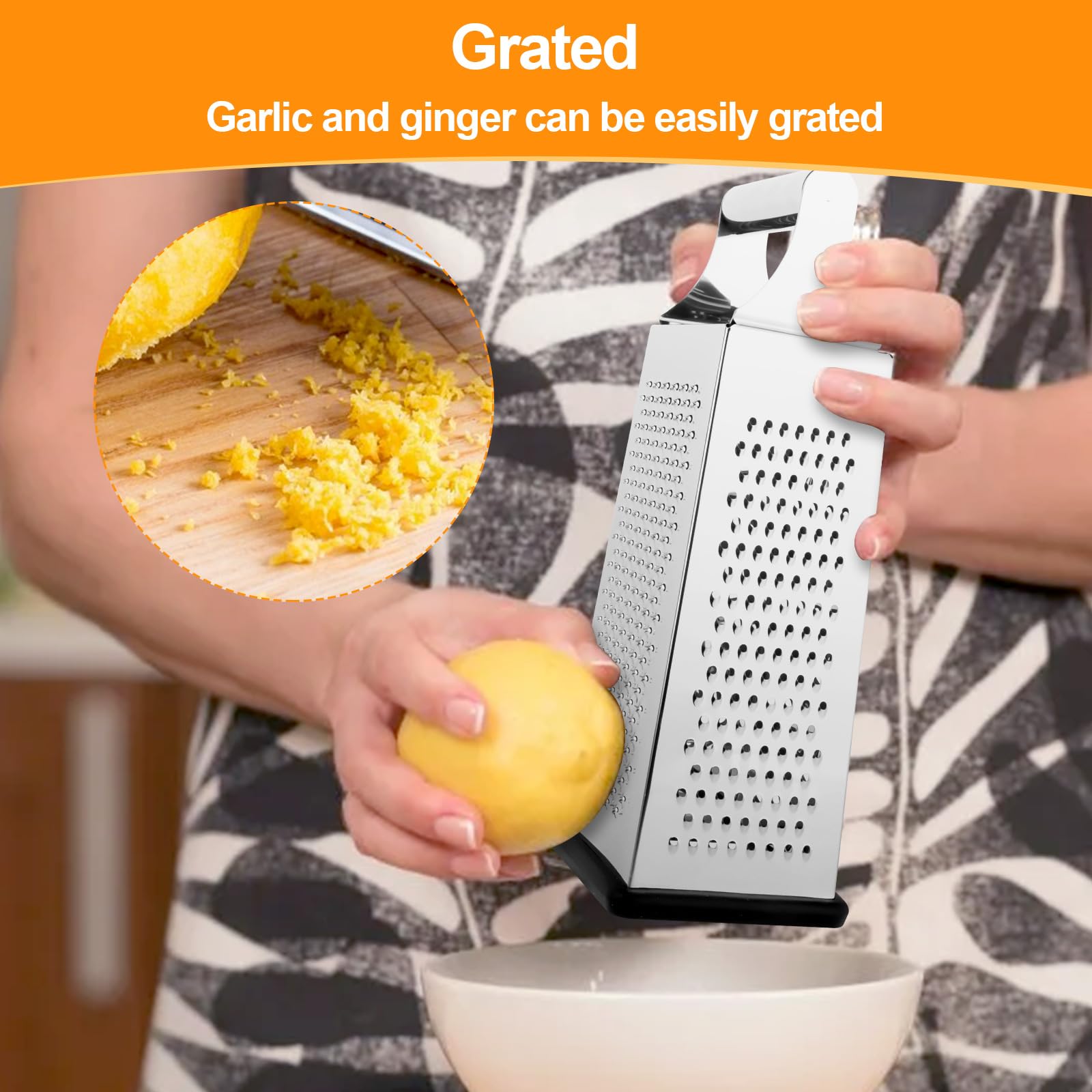 Râpe à 4 faces en acier inoxydable, râpe de cuisine pour râper grossièrement et