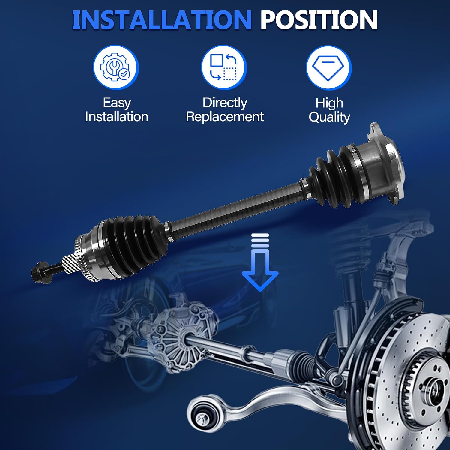 MAXFAVOR CV Axle Front Fit for VW Passat 1998-2003 2004 2005, for Audi A4 1996-2001 and S4 2000-2002 CV Axles 1.8L 2.8L 4.0L Auto Trans, FWD Left and Right Side CV Joint Shaft Assembly