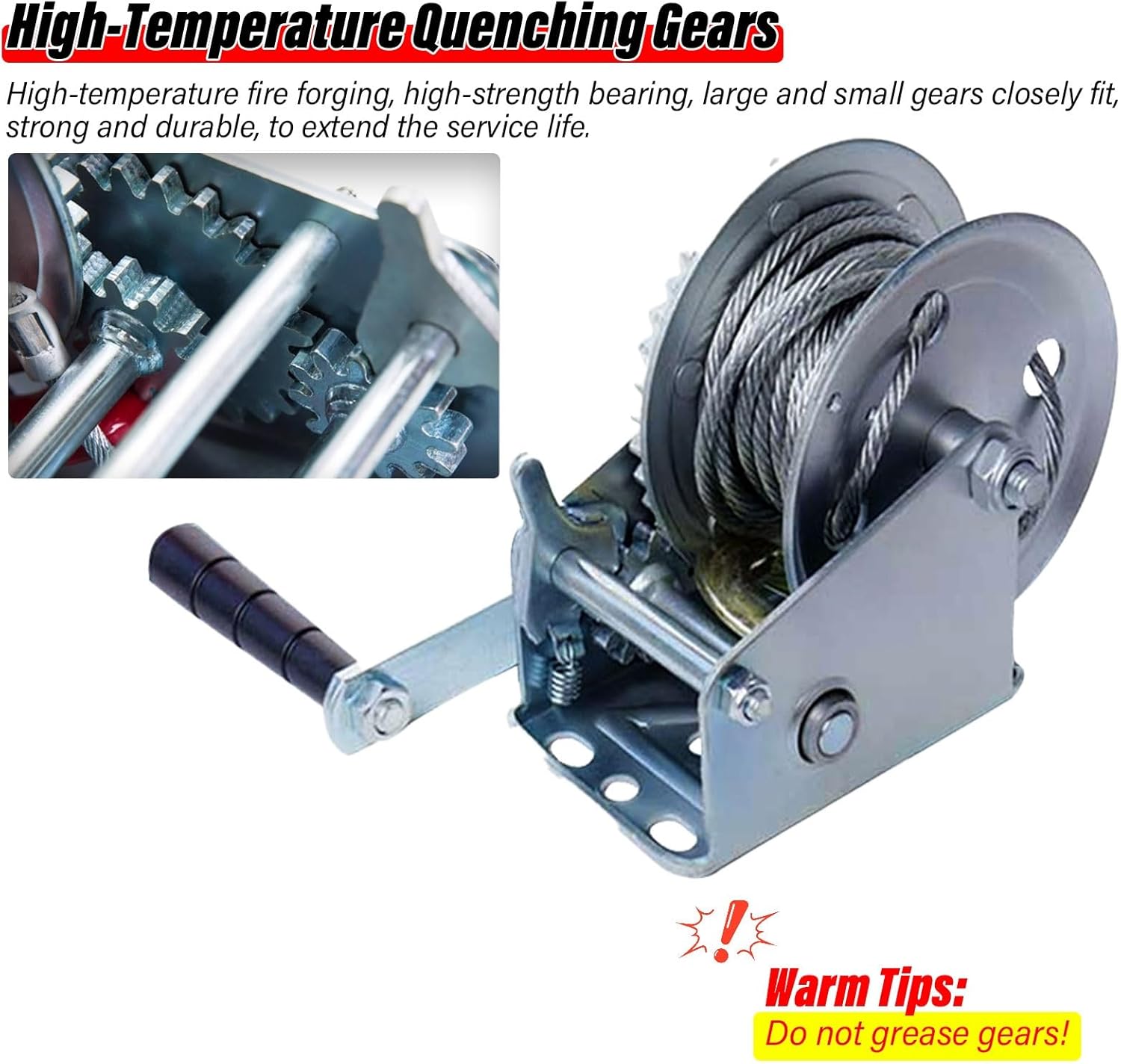 3000lbs Hand Winch Heavy Duty Boat Trailer Winch with 25m Strap - 2 Speed Ratchet Winch for Marine Truck ATV，Multiple Specifications