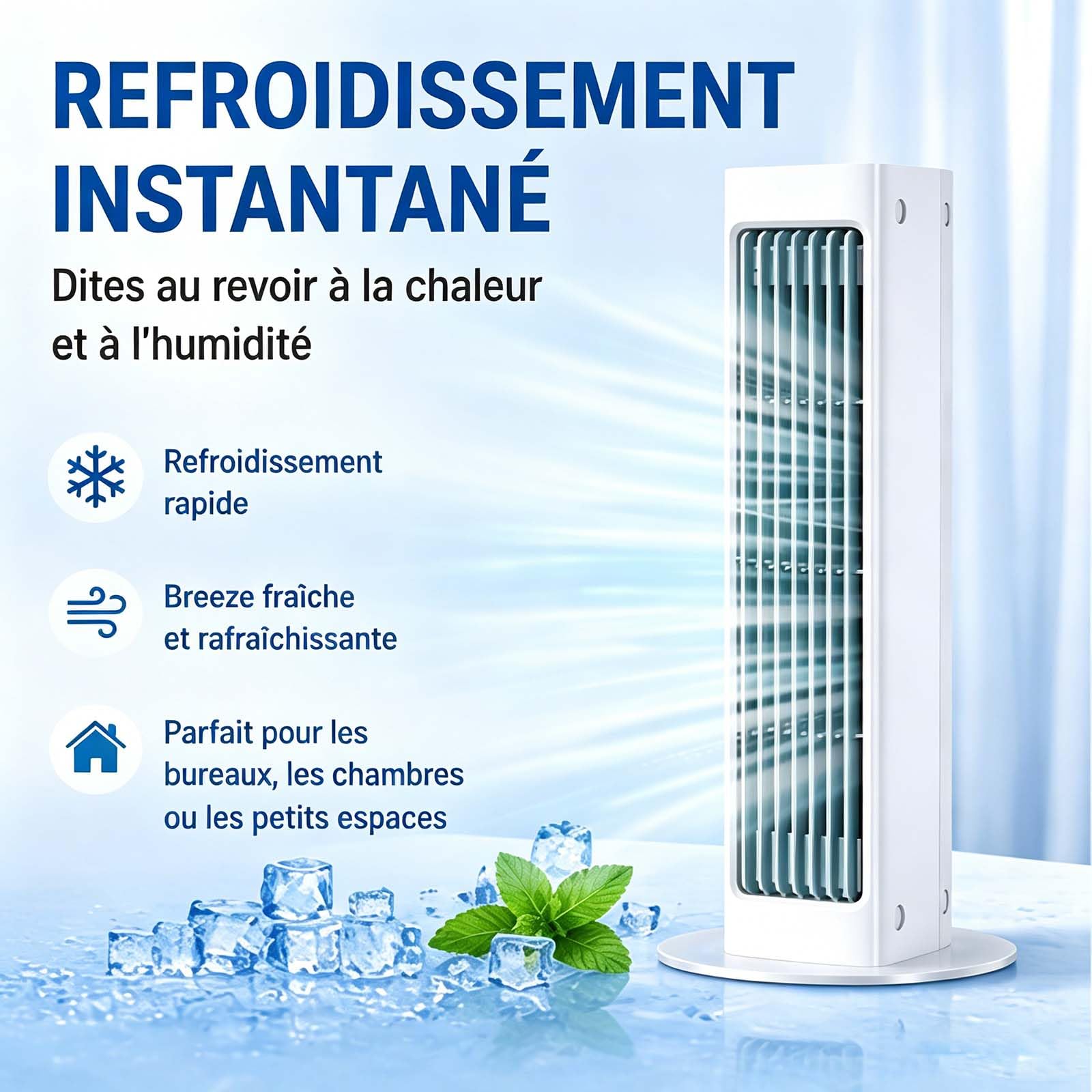 Breezamax – Qinux Breeza Max Climatiseur Portable, Rafraichisseur d'Air Réversible Mural et Bureau, Climatiseur Tactile Silencieux avec Télécommande, Version 2026 (Blanc)