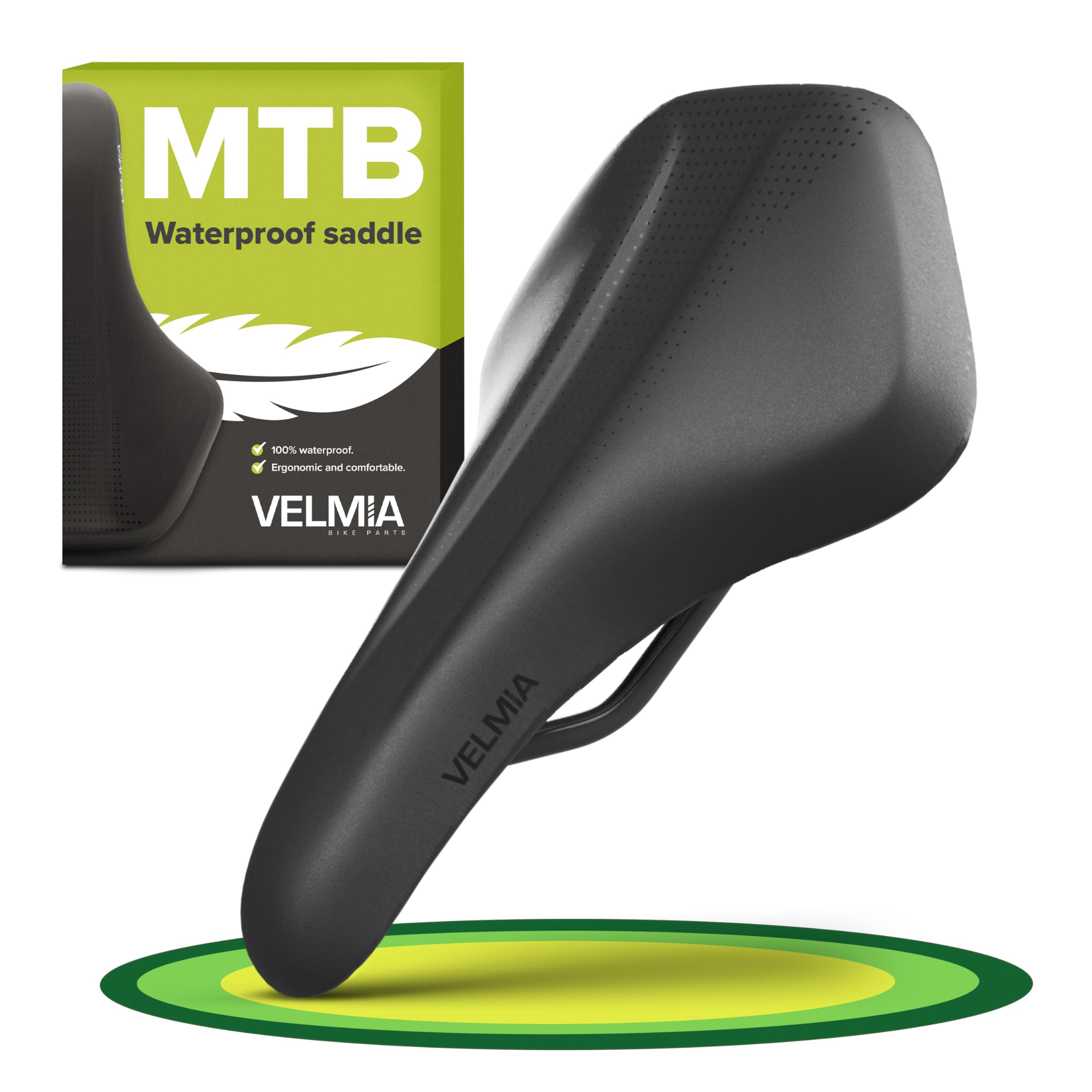 VELMIA Bike Seat 100% Waterproof I Bicycle Seat with Ergonomic Design - Bike Seats for Men and Women - Perfect for Trek Bikes & Peloton I Mountain