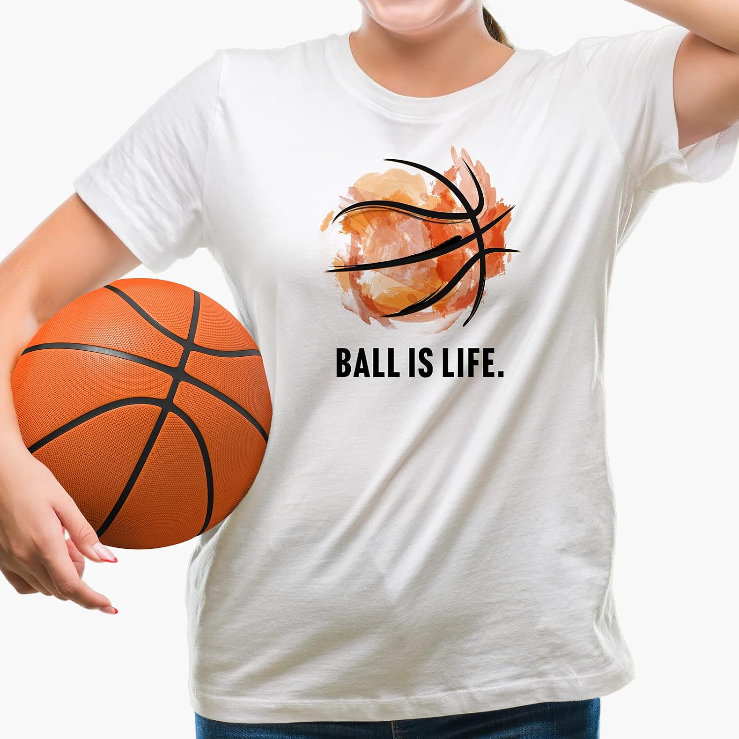GotPrint Unisex Ball is Life Shirt | Basketball Tee | Printed Graphic Tees | 100% Cotton Novelty T-Shirt for Sports Lover