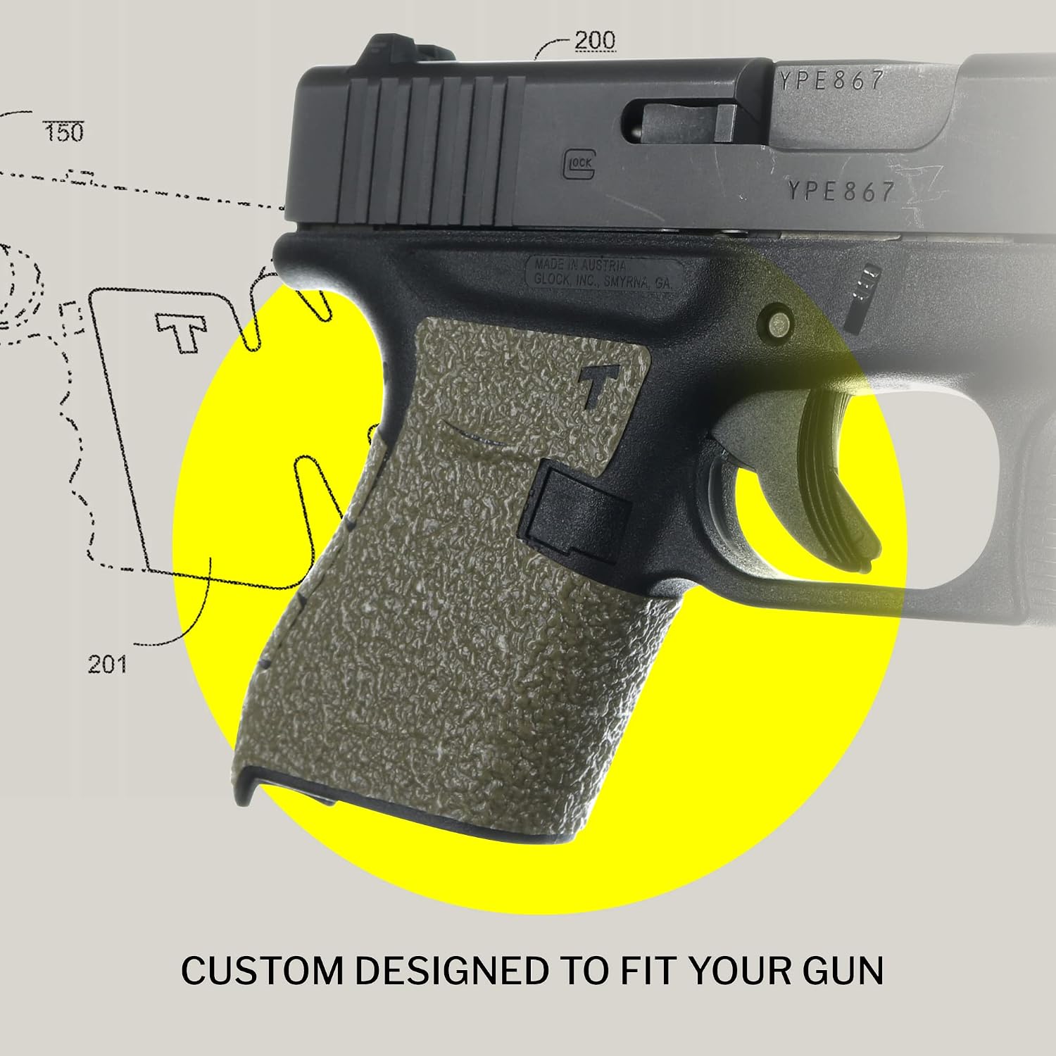 TALON Grips Adhesive Grip – Compatible with Glock 43 – Made in The USA