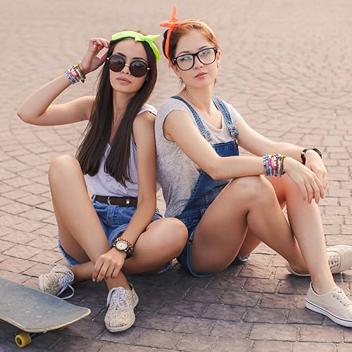 Miniatura 3 de Yowivon Coloridas pulseras para surfistas Heishi, con cuentas de arcilla heishi, elásticas, elásticas, apilables, elásticas, para niñas, pulseras de