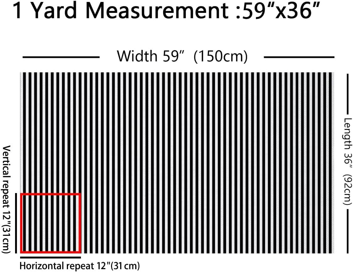 The Yard Black and White Striped Upholstery Fabric, Geometric Stripes Lines, Abstract Modern Decorative, DIY Indoor Outdoor, Craft Patchwork for Quilting Sewing, 3 Yards