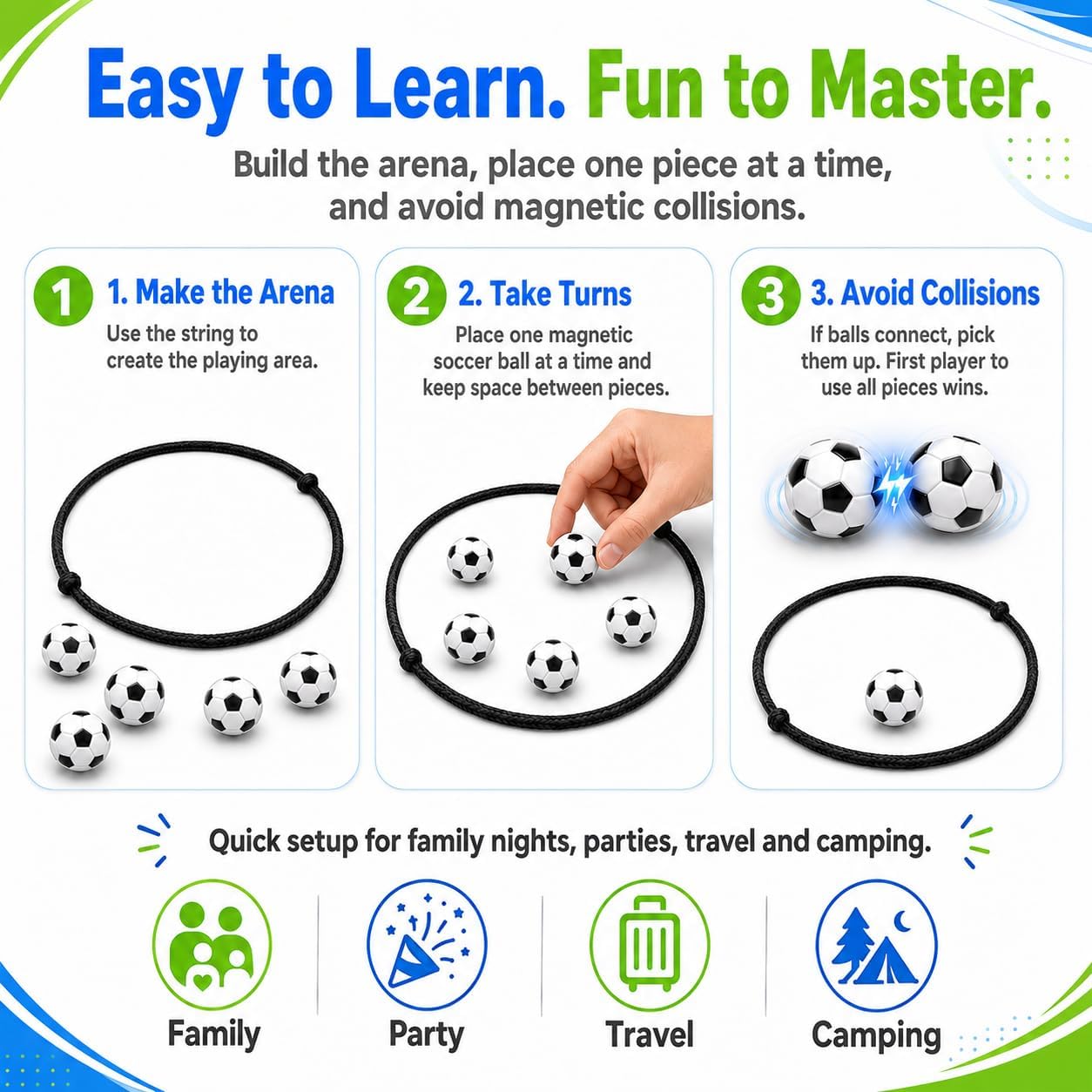 POSOUL 20 PCS Balls Magnetic Game with String, Soccer-Themed | Magnet Board Set, Fidget Toys, Portable Tabletop Strategy Toy, Gift for Kids Ages 3+ and Adults