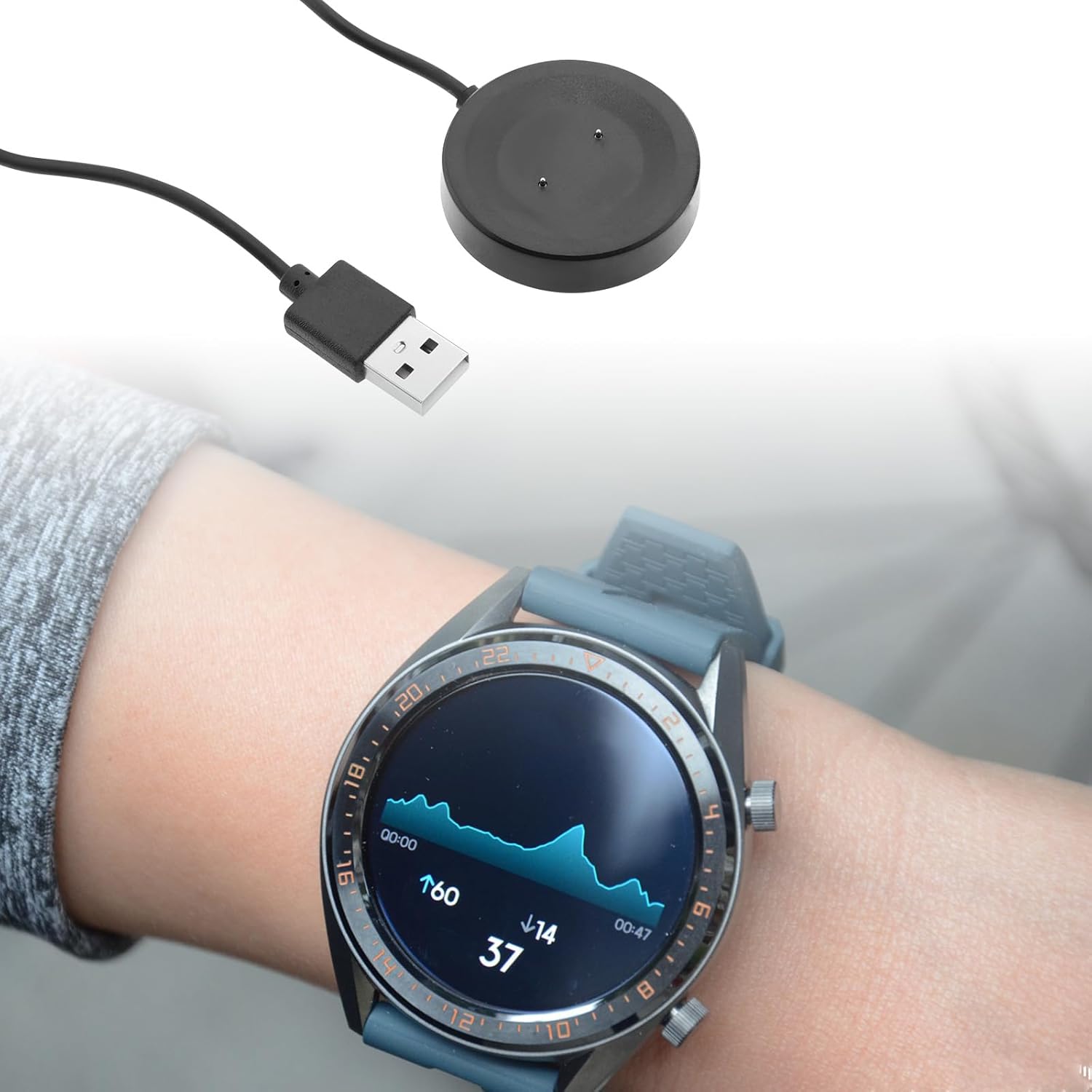 SING F LTD 2pcs Magnetic Smartwatch USB Charging Cable with Length of 1M Replacement of Charging Cable Adapter Compatible with Huawei Watch GT Classic Sport GT2 GT2E, Black