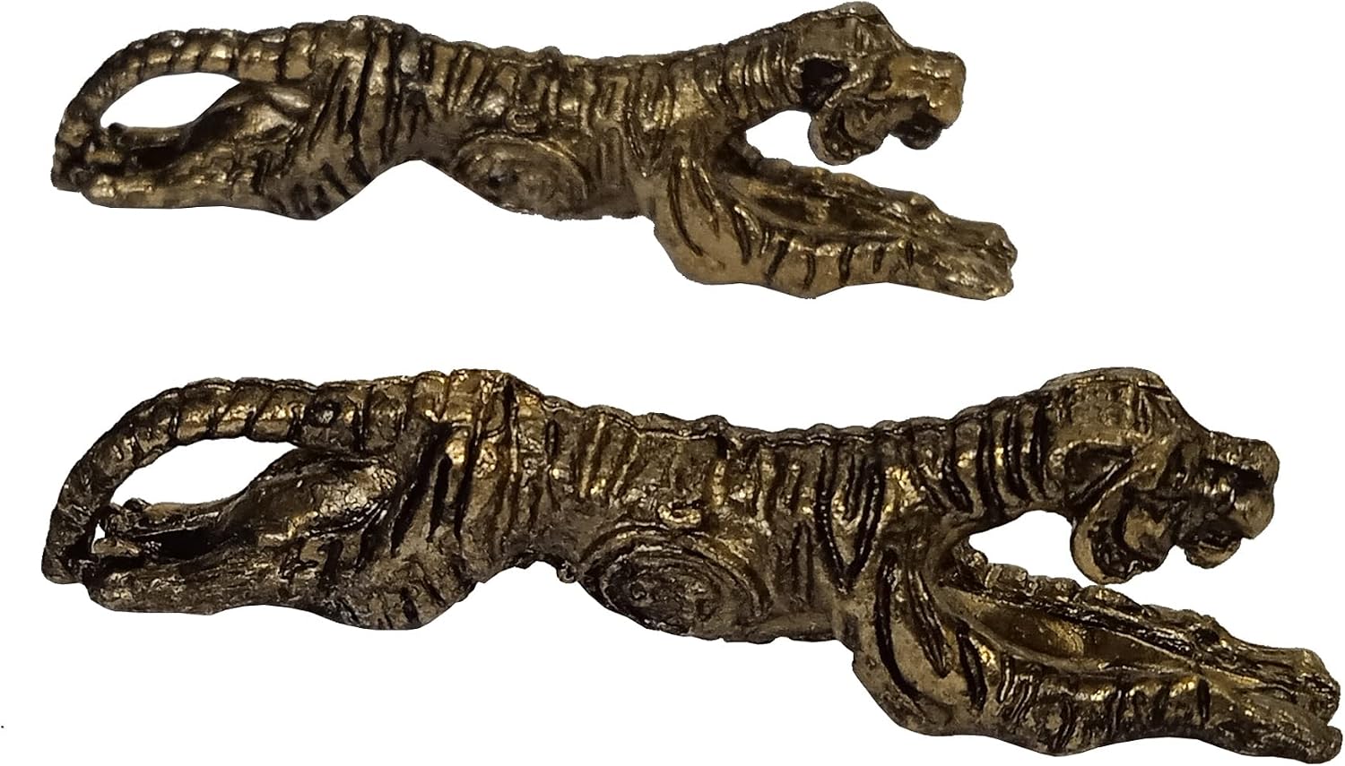 Purpledip Metal Miniature Statue Tiger Pair: Collectible Set of 2 Figurines (11235C)