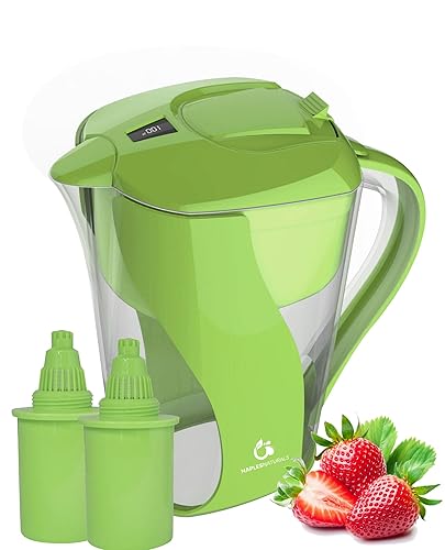 Naples Naturals Jarra de agua alcalina 109X2 - Elimina el cloro y los contaminantes y aumenta el pH (verde), AOK109-GRN-02