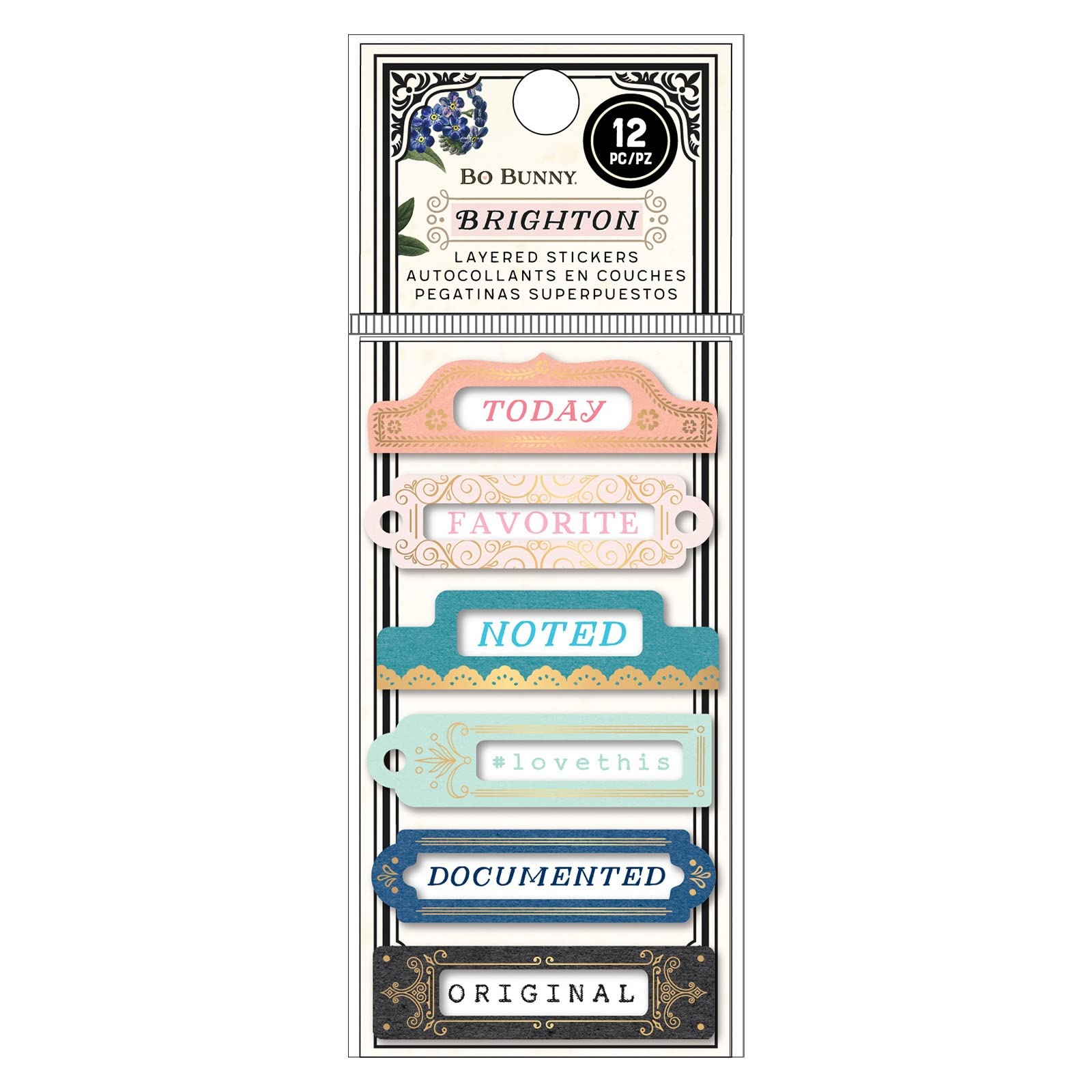 BoBunny Brighton Layered Stickers 12/Pkg