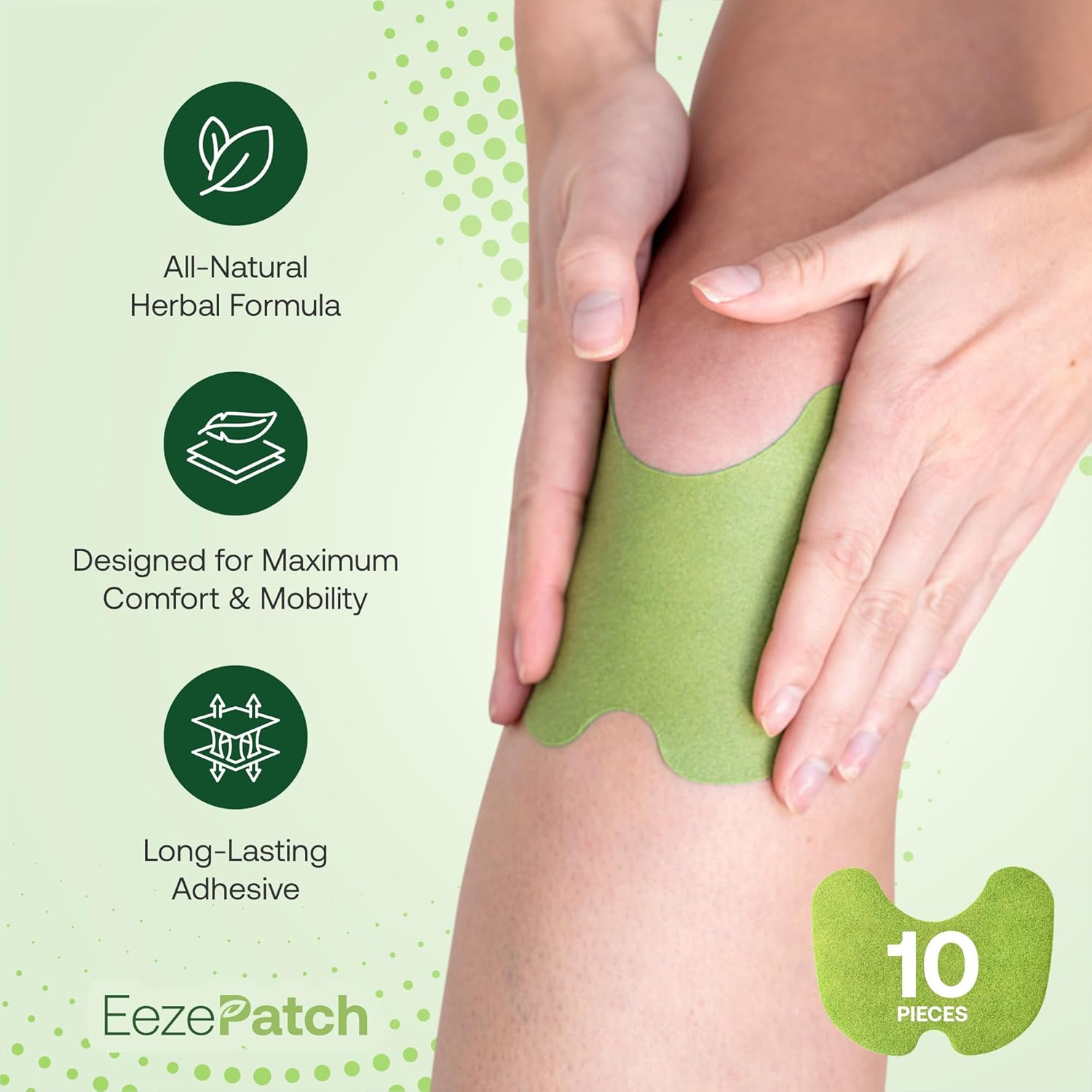 EezePatch® Herbal Knee Relief Patches (10 Count) – Natural Joint Support for Knee Discomfort, Mobility & Flexibility – Herbal Extracts for Soothing Relief – Easy-to-Apply Patches - Image 2