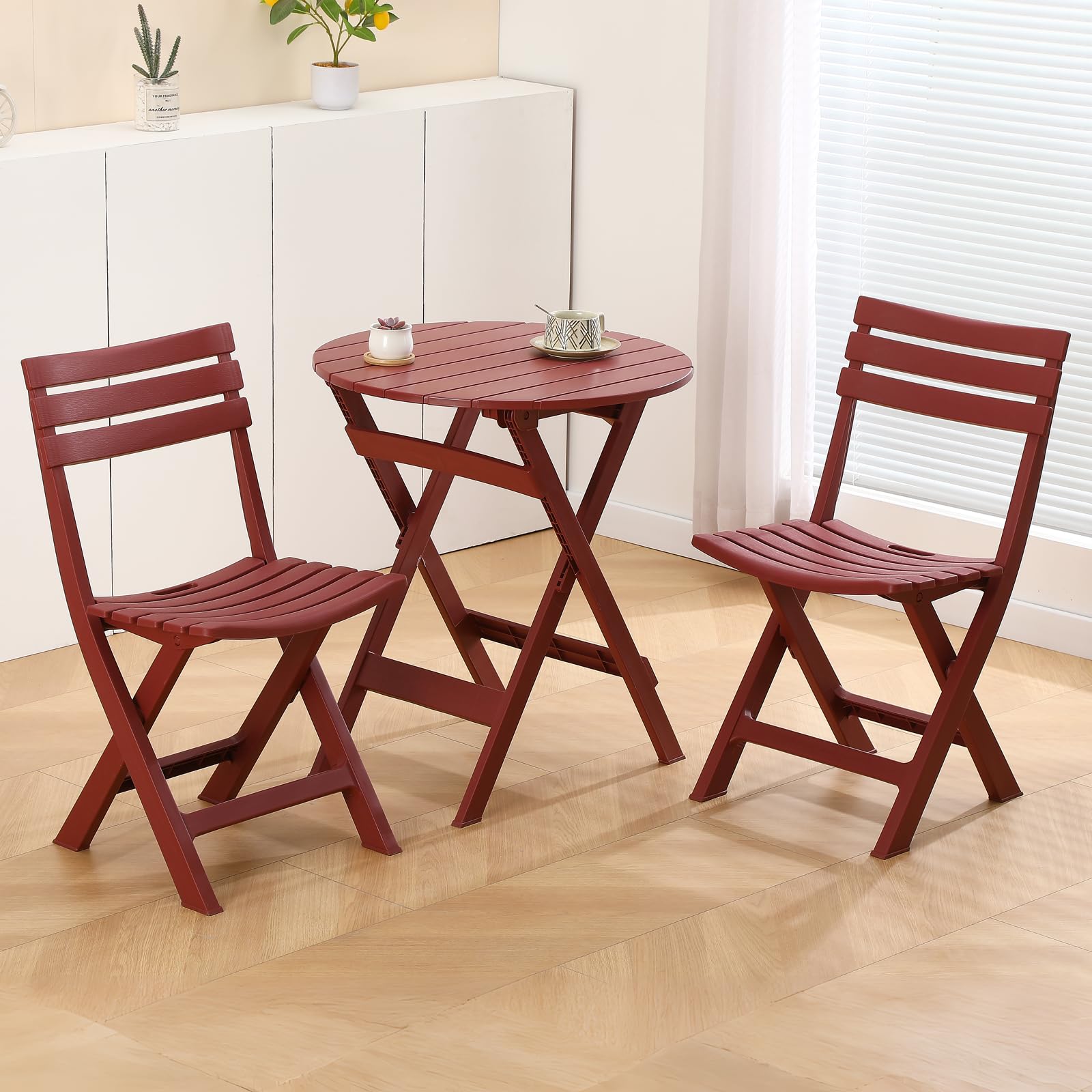 Snapklik.com : Foldable Patio Set, Bistro Table And Chairs, 3 Piece ...