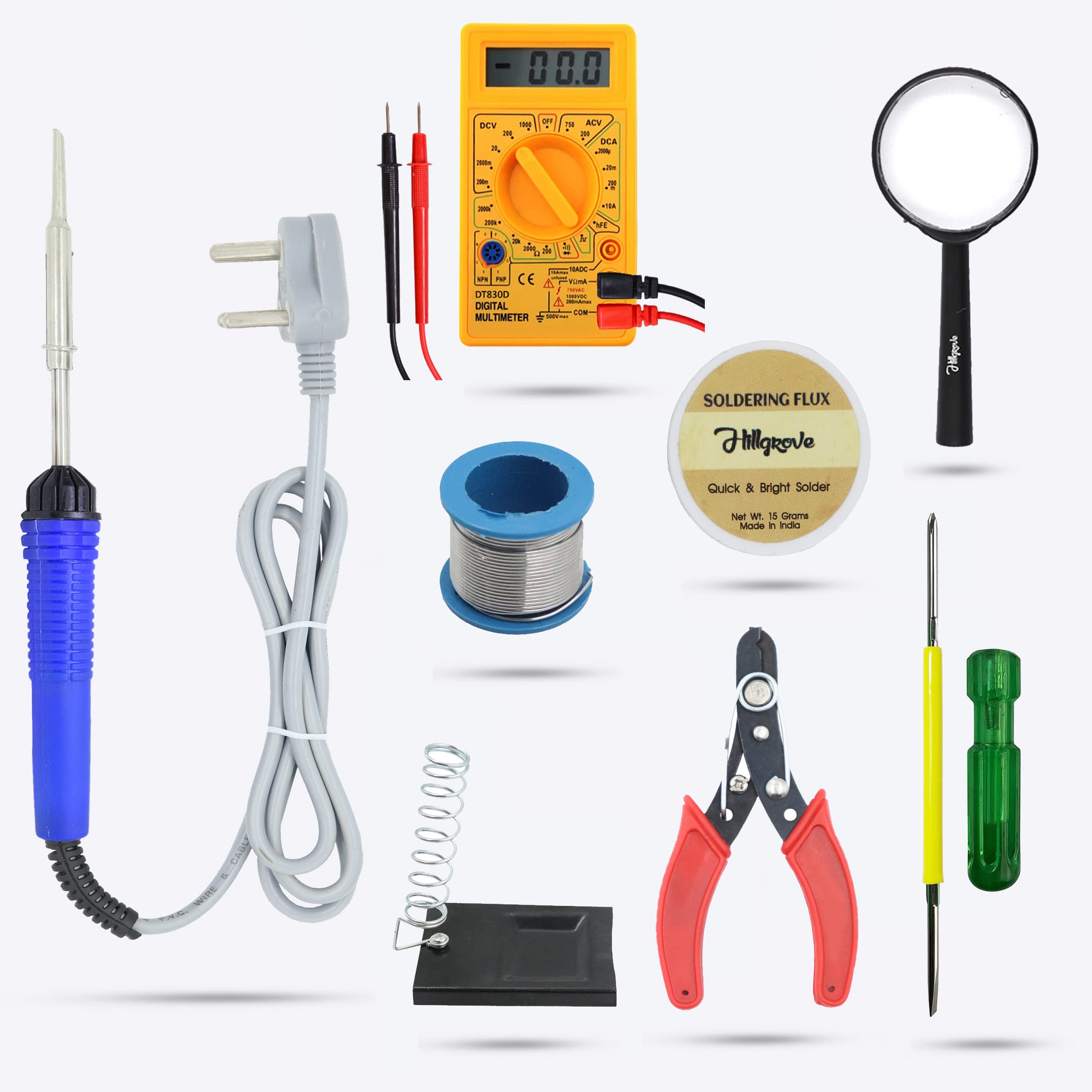 Hillgrove HGCM270M1 Electronic 8in1 Mobile Soldering Iron Equipment Tool Machine Combo Kit Set with Digital Multimeter 25 W Simple (Flat Tip) (B0B2WF7VNS) Amazon Price History, Amazon Price Tracker