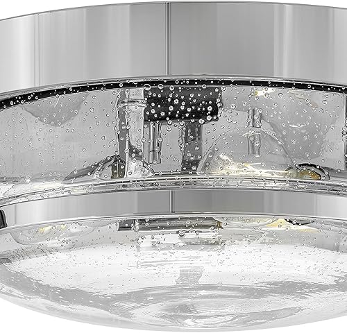 Miniatura 6 de Hinkley Harper 3640CM-CS - Lámpara de techo pequeña empotrada, diseño retro, anillo de metal prominente, pomos decorativos, cromo + vidrio semillero