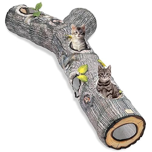 FelRelWel Cat Tunnels for Indoor Cats, Cat Tunnel Bed Toy, Cat Stuff Accessories for Large Cats Kitten and Other Small Animals to Chase and Play, Foldable & Easy to Store, Cat Tube Toys L 59" - Cat Tunnel Toy