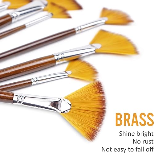 Miniatura 3 de Artist Fan - Juego de 9 pinceles de pintura – Suave pelo de nailon antidesprendimiento de madera mango largo juego de pinceles para pintura acrílica