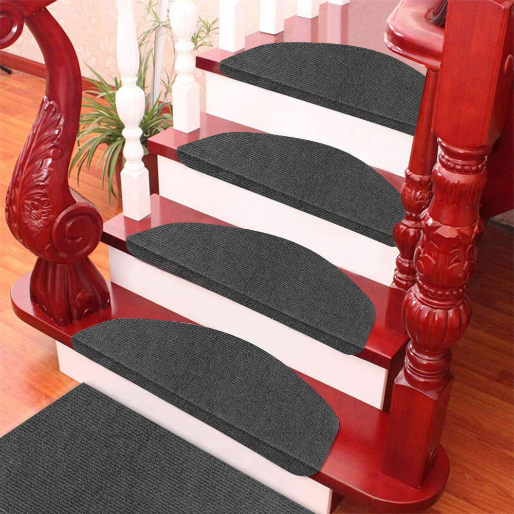 Lot de 15 Tapis Escalier Antidérapant pour Intérieurs et Extérieurs,Tapis D'escalier Polyester&Caoutchouc Fond, Couvre Marche Escalier en Moquette pour Enfants,Personnes âgées et Animaux Domestiques